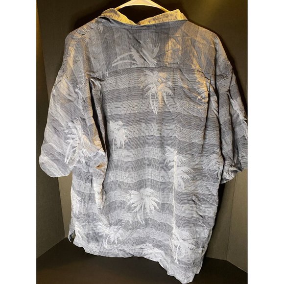 Mens L Tommy Bahama Aloha Hawaiian Floral Print Palm Tree Blue Silk Shirt - Picture 3 of 6